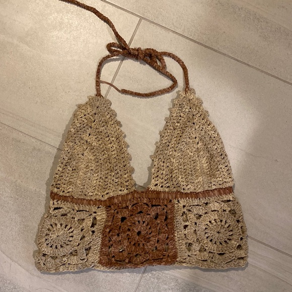 Boho festival top/beach cover up halter. Hand crocheted and perfect for summer - Picture 2 of 5